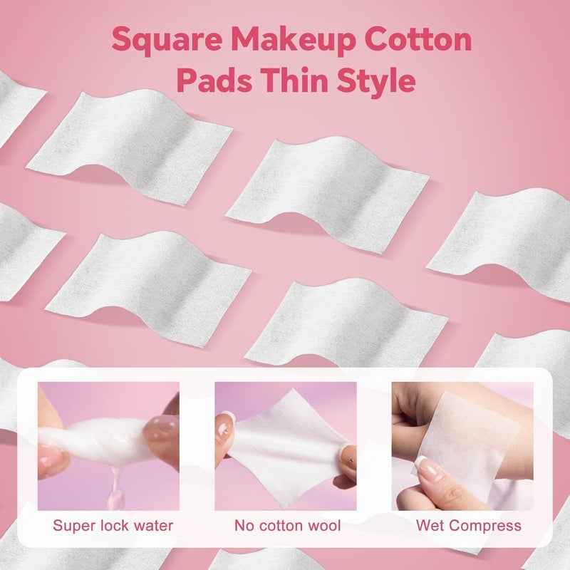 ICOTLE Square Makeup Cotton Pads, 100 Thick and 400 Ultra-Thin, Soft, Lint-Free Pads for Makeup Removal, Toner Application and Daily Skincare - Image 3